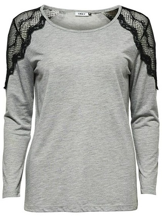 Only T-shirt lang grå
