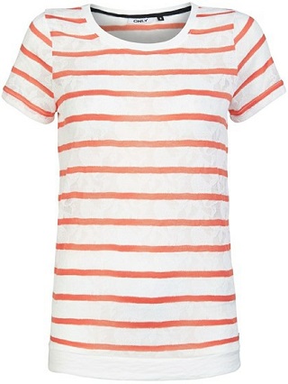 Only T-shirt stribet rød