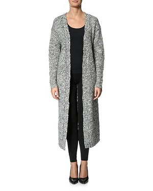 Lang cardigan hvid sort