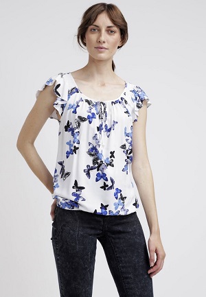 Billig bluse med sommerfugle