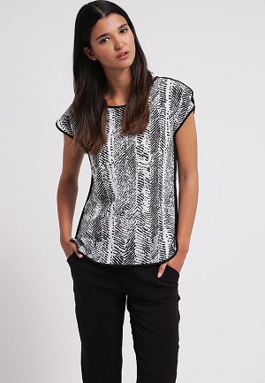 Sort hvid billig bluse