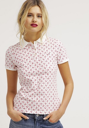Feminin poloshirt med print