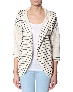 Stribet hvid cardigan